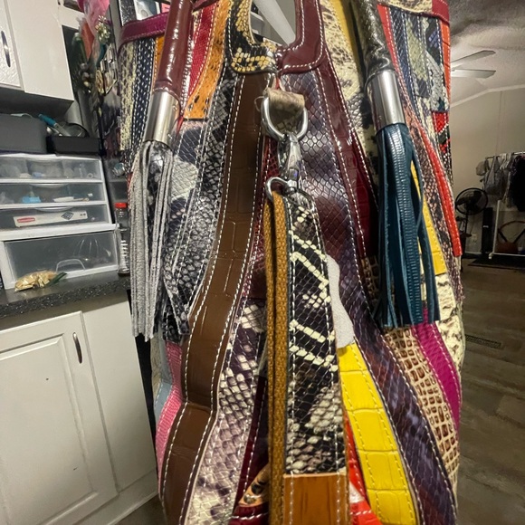 Multicolor 100% Genuine Cow, Leather Patchwork Tote Bag - Picture 15 of 15